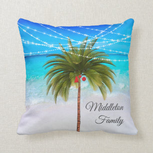 Weihnachts Palm Tree Tropical Beach Lights Kissen