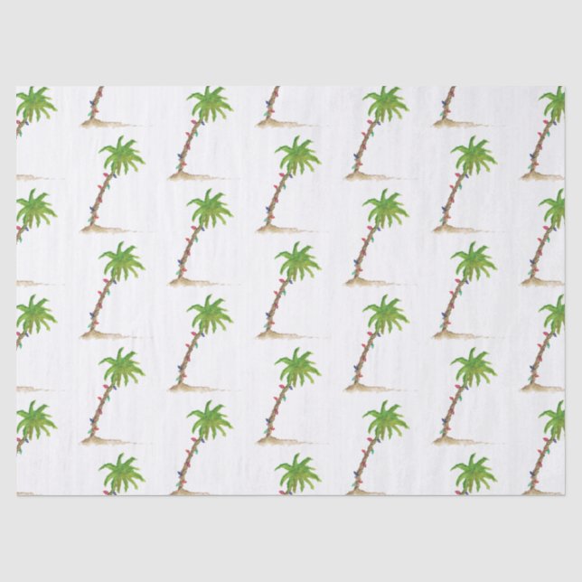 Weihnachts Palm Tree Tropical Beachy Lights Beach Seidenpapier (Vorderseite)