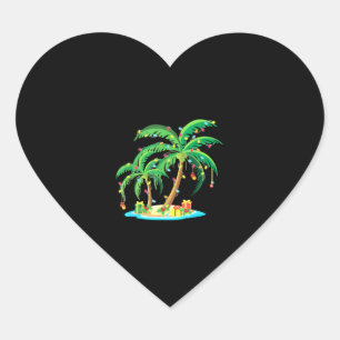 Weihnachts Palm Tree Tropical Xmas Geschenk Coconu Herz-Aufkleber
