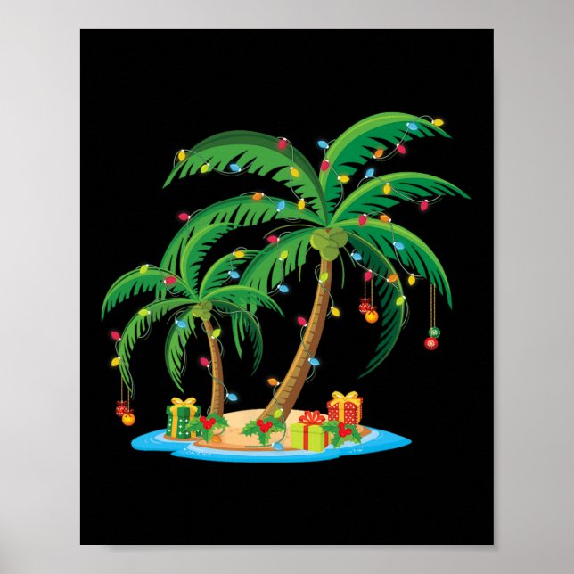 Weihnachts Palm Tree Tropical Xmas Geschenk Coconu Poster (Vorne)