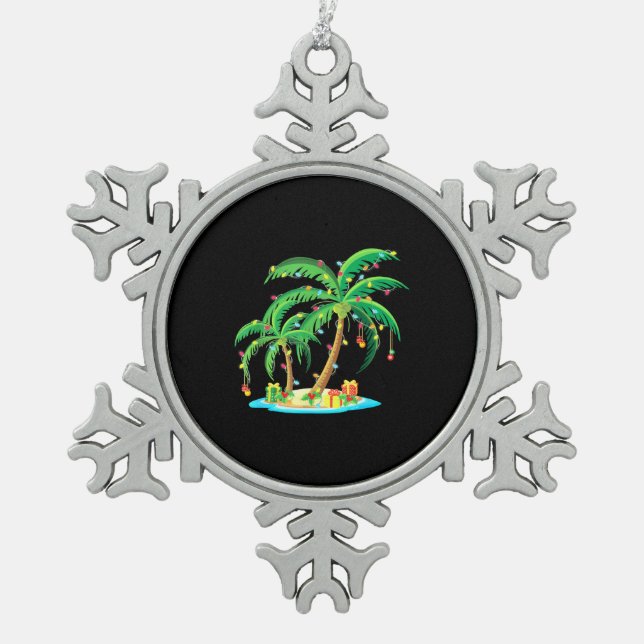 Weihnachts Palm Tree Tropical Xmas Geschenk Coconu Schneeflocken Zinn-Ornament (Vorderseite)