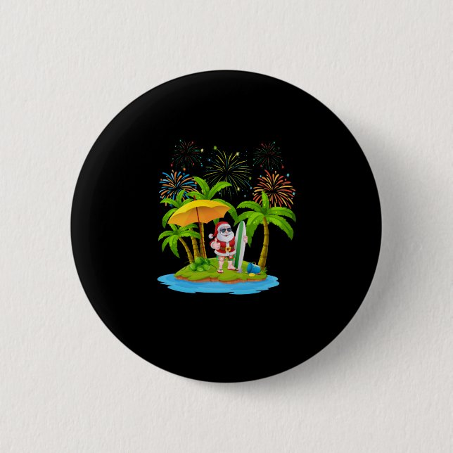 Weihnachts Palme Tree Tropical Xmas Lichter Button (Vorderseite)