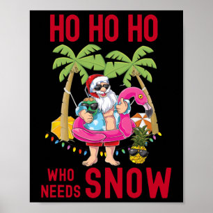 Weihnachts-Palmenbaum-Santa-Surfen-Sommer-Strand-U Poster