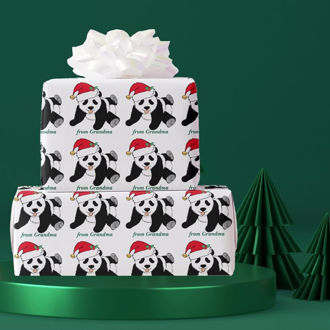 Weihnachts-Panda-Bär Personalisiert von Ihrem Name Geschenkpapier (Von Creator hochgeladen)