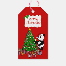 Weihnachts-Panda-Cartoon Stehend Geschenkanhänger