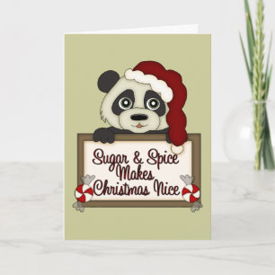 Weihnachts Panda Zucker und Gewürzkarte Feiertagskarte