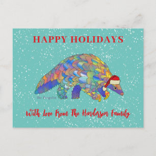Weihnachts-Pangolin Niedlich gefährdete Arten Feiertagspostkarte