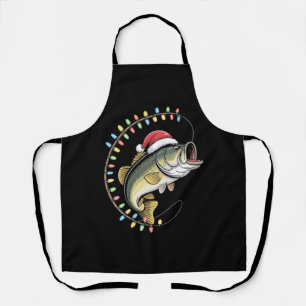 Weihnachts-Papa Barsch Fisch Lustiger Angler Fisch Schürze