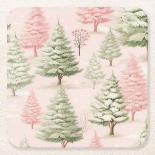 Weihnachts-Papier-Unterlage in Rosa Rechteckiger Pappuntersetzer