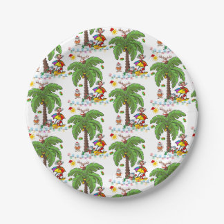 Weihnachts-Papierteller, Santa Claus Beach Bum Pappteller