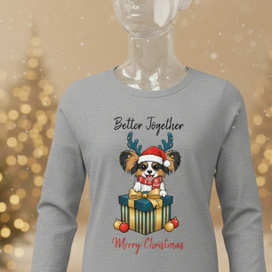 Weihnachts-Papillon-Rentier-Schal-Geschenk-Grafik Tri-Blend Shirt