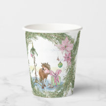 Weihnachts Pappbecher mit Pony, Tischgeschirr
