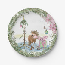 Weihnachts-Pappteller mit süssem Pony