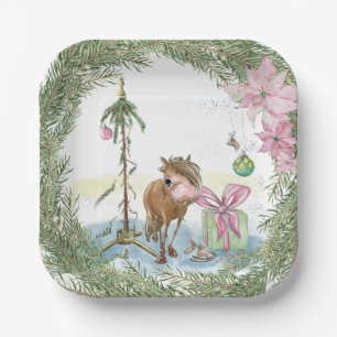 Weihnachts-Pappteller mit süssem Ponybild Pappteller