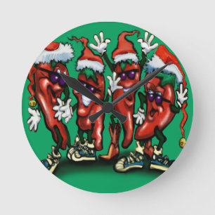 Weihnachts-Paprikaschoten Runde Wanduhr