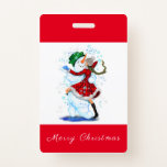 Weihnachts Party Abzeichen Snowman und Girl Dance Ausweis<br><div class="desc">Abzeichen mit Happy Snowman und Girl Dance Tango Weihnachts Party Spaß Cartoon Zeichnend - Wählen / Fügen Sie Ihren einzigartigen Text / Name / Farbe - Make Your Special Gift - Neu vergrössern und verschieben oder entfernen und fügen Sie Elemente / Text mit Anpassungs-Tool ! Zeichn und Design von MIGNED....</div>