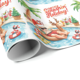 Weihnachts-Party am Pool Geschenkpapier