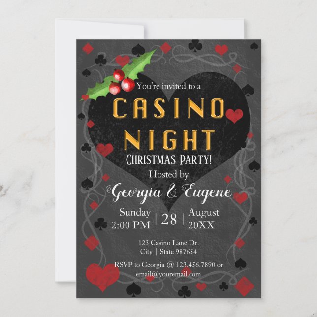 Weihnachts Party Casino Nacht | Las Vegas Einladung (Vorderseite)