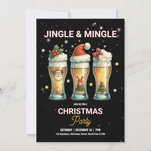 Weihnachts-Party-Cocktail Drinks Einladung (Vorderseite)