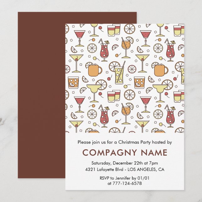 Weihnachts-Party-Cocktail-Muster Einladung (Vorne/Hinten)