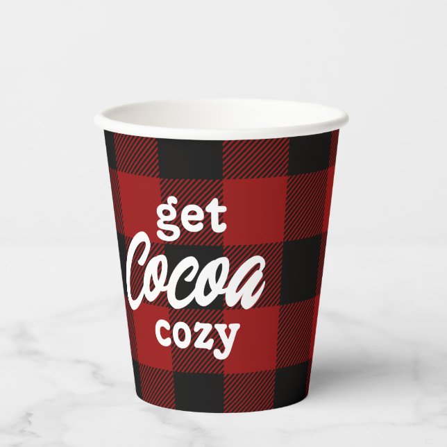 Weihnachts-Party Cocosy Kariertes Logo Pappbecher (Vorderseite)