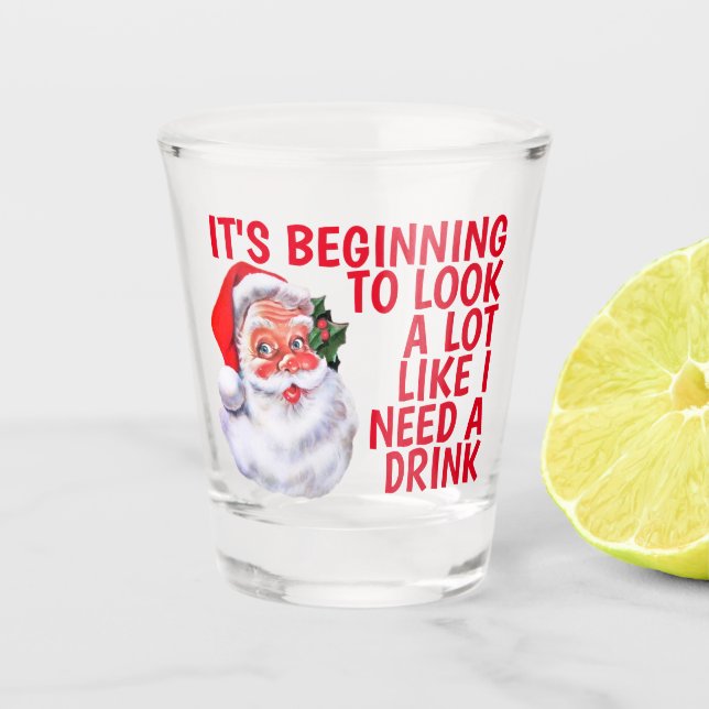 Weihnachts-Party | Der Weihnachtsmann trinkt Spaß Schnapsglas (Vorderseite)