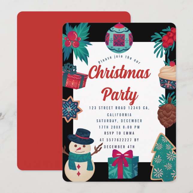 Weihnachts-Party Einladung (Vorne/Hinten)