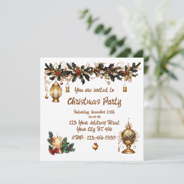 Weihnachts-Party Einladung (Stehend Vorderseite)