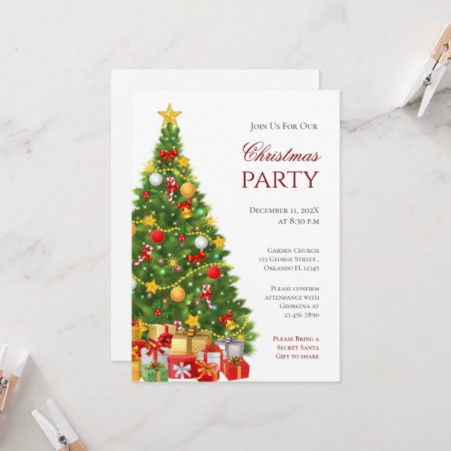 Weihnachts-Party Einladung (Vorderseite/Rückseite Beispiel)