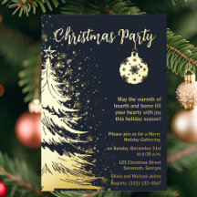 Weihnachts-Party Einladung Blau und Gold