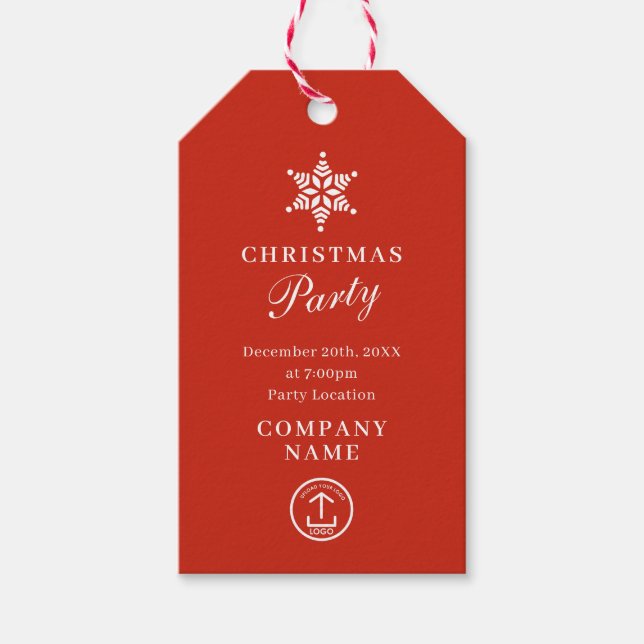 Weihnachts-Party Einladung Firmenlogo Geschenkanhänger (Vorderseite)