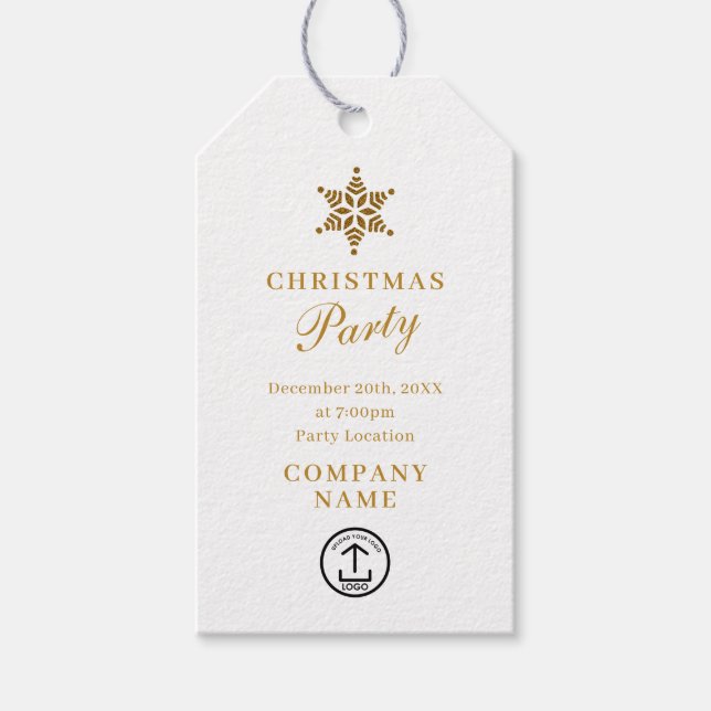 Weihnachts-Party Einladung Firmenlogo Geschenkanhänger (Vorderseite)