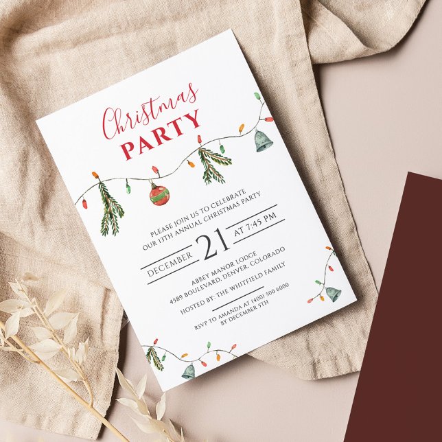 Weihnachts-Party Einladung Flyer (Boho Rustic Script Christmas Party Invitation Flyer)