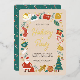 Weihnachts-Party Einladung Foil Weihnachtskarte