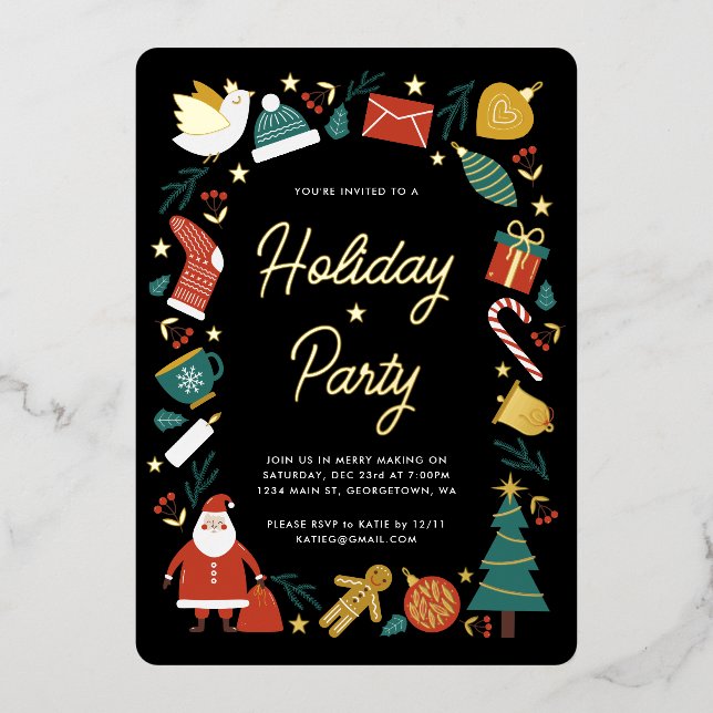 Weihnachts-Party Einladung Foil Weihnachtskarte (Vorderseite)