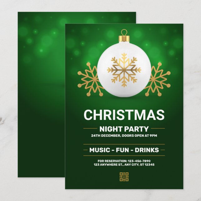 Weihnachts-Party Einladung, frohe Weihnachten (Vorne/Hinten)