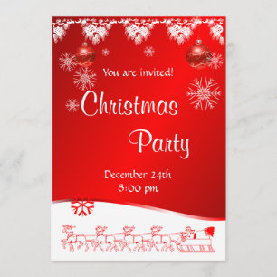 Weihnachts-Party Einladung im roten Hintergrund