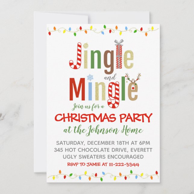 Weihnachts-Party Einladung Jingle und Mingle (Vorderseite)