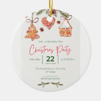 Weihnachts-Party Einladung Keramik Ornament