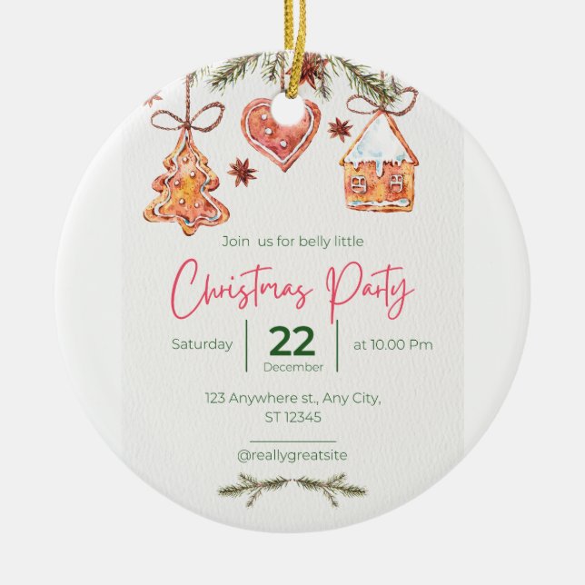 Weihnachts-Party Einladung Keramik Ornament (Vorne)