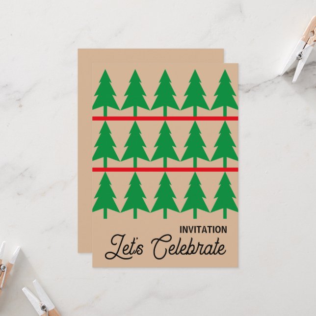 Weihnachts-Party Einladung, Minimalistischer Skand Einladung (Vorderseite/Rückseite Beispiel)