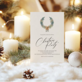 Weihnachts-Party Einladung mit festem Kranz