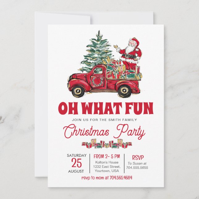 Weihnachts-Party Einladung, Oh, was Spaß einladen Einladung (Vorderseite)