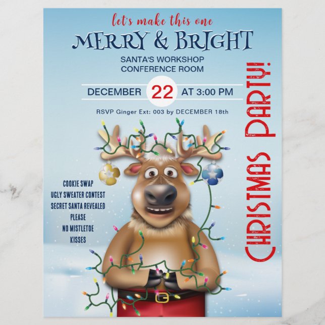 Weihnachts-Party Einladung | Rentier Flyer (Vorne)