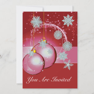 Weihnachts-Party Einladung Rot, Schneeflocke