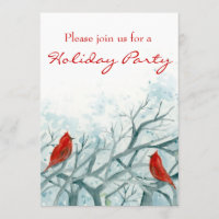 Weihnachts-Party Einladung Roter Kardinal Vögel