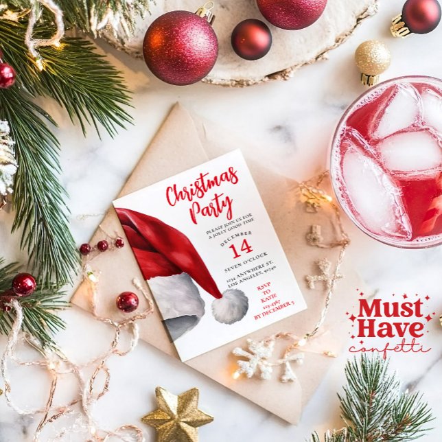 Weihnachts-Party Einladung Weihnachtsmannmütze (Von Creator hochgeladen)