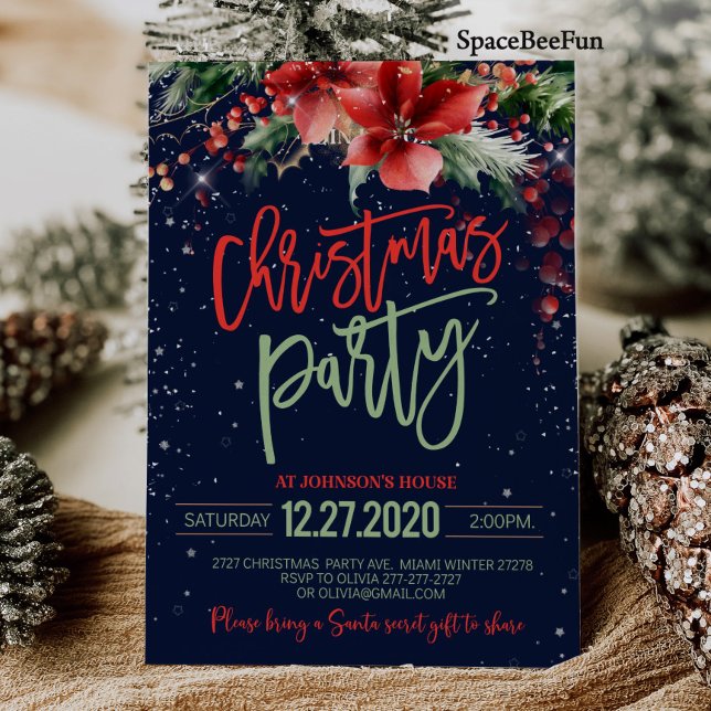 Weihnachts-Party Einladung Winterberry (Christmas party invitation Winter Winterberry Christmas party invite Red Holiday party)