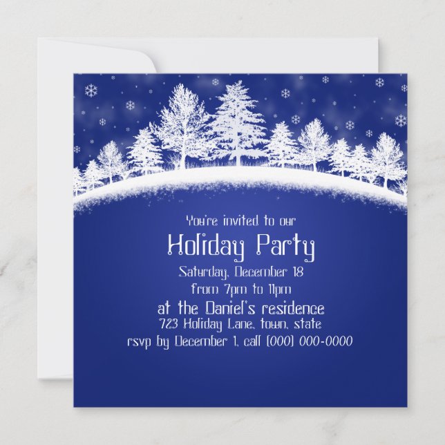 Weihnachts-Party Einladungen blau und weiß (Vorderseite)
