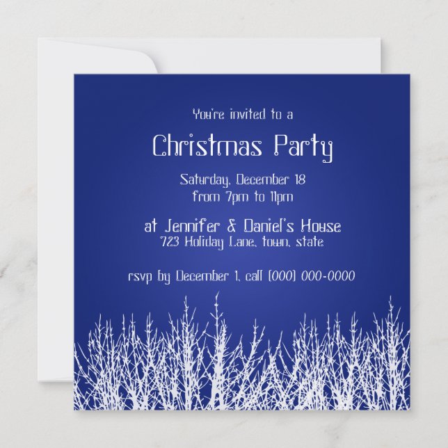 Weihnachts-Party Einladungen Blue White lädt ein (Vorderseite)
